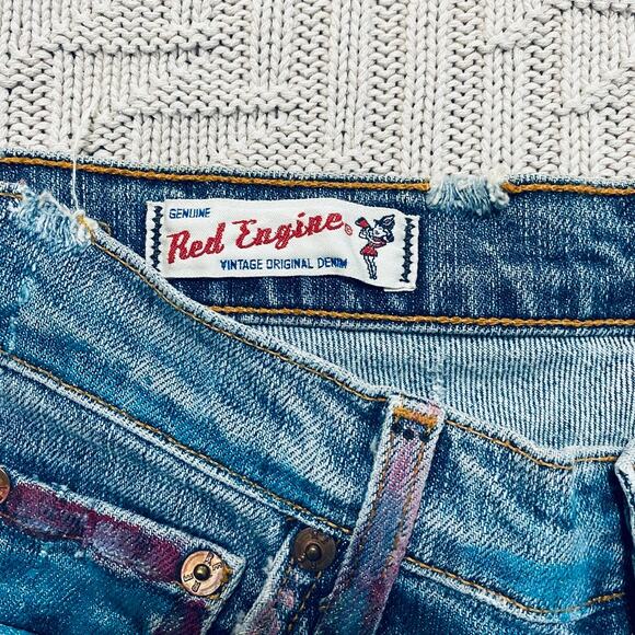 Red Engine painted flare jeans - Picture 4 of 12